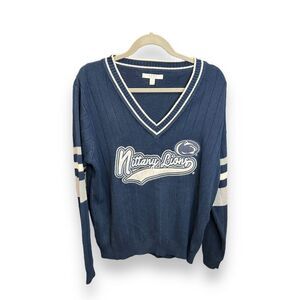 NEW Penn State Nittany Lions Wear By Erin Andrews Blue White V-neck Sweater Sz S